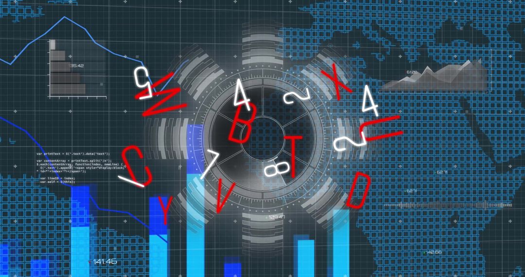 Futuristic Data Interface Over World Map with Analytics