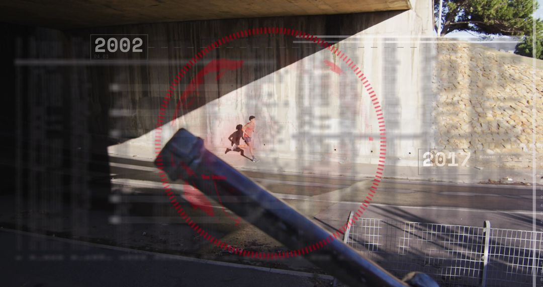 Digital Interface Tracking African American Man Running