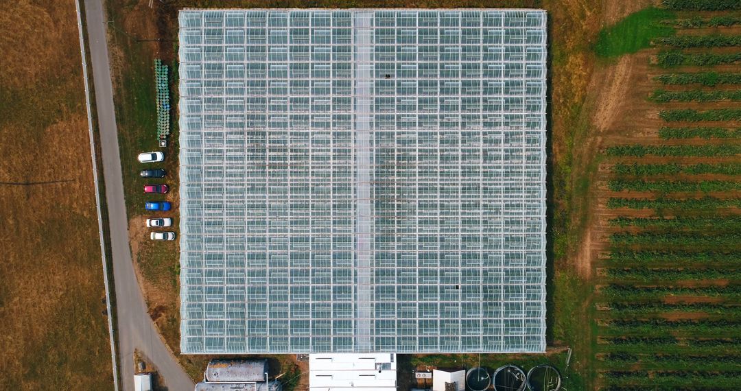 Aerial View of Large Agricultural Greenhouse Structure - Free Images, Stock Photos and Pictures on Pikwizard.com