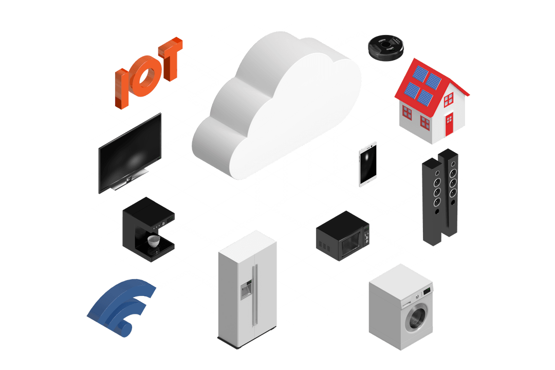 Transparent Cloud Concept with IoT Device Icons