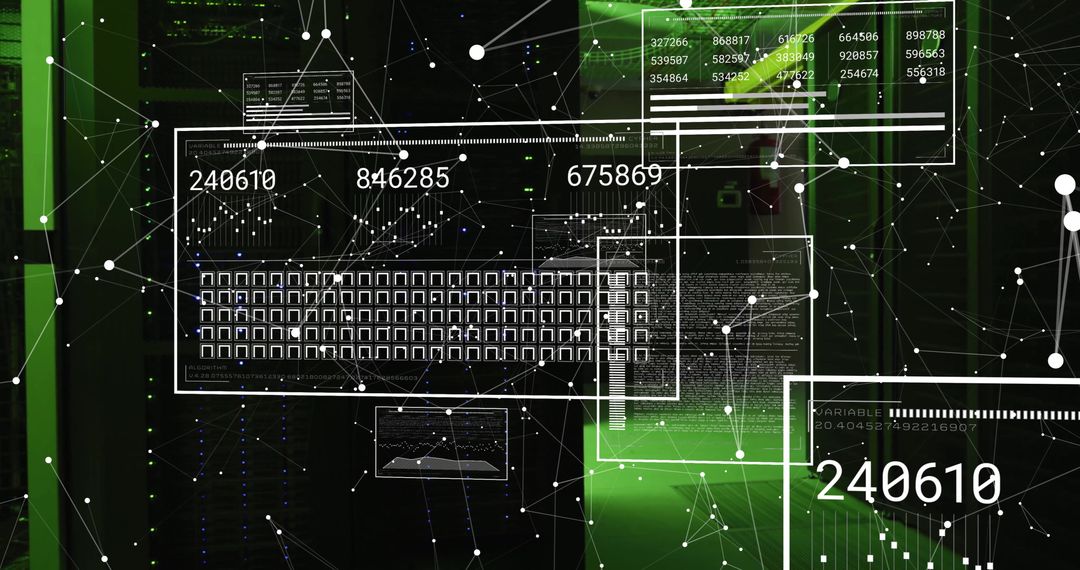 Digital Data Visualization in Server Room Technology Concept