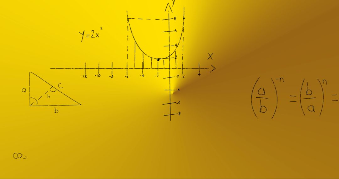 Handwritten Mathematical Formulae on Yellow Background
