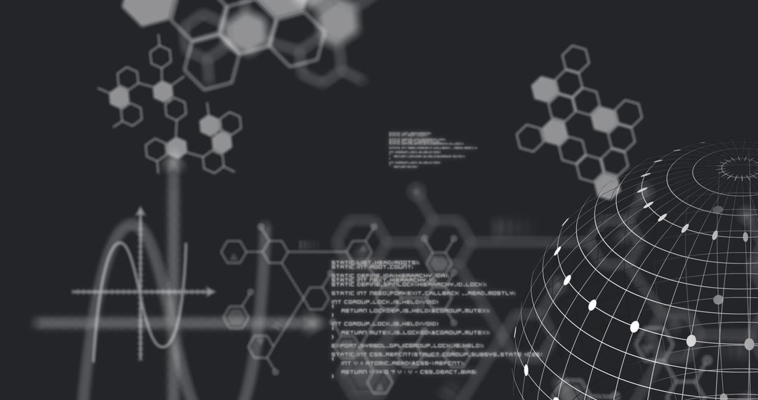 Futuristic Globe With Code and Molecule Structures