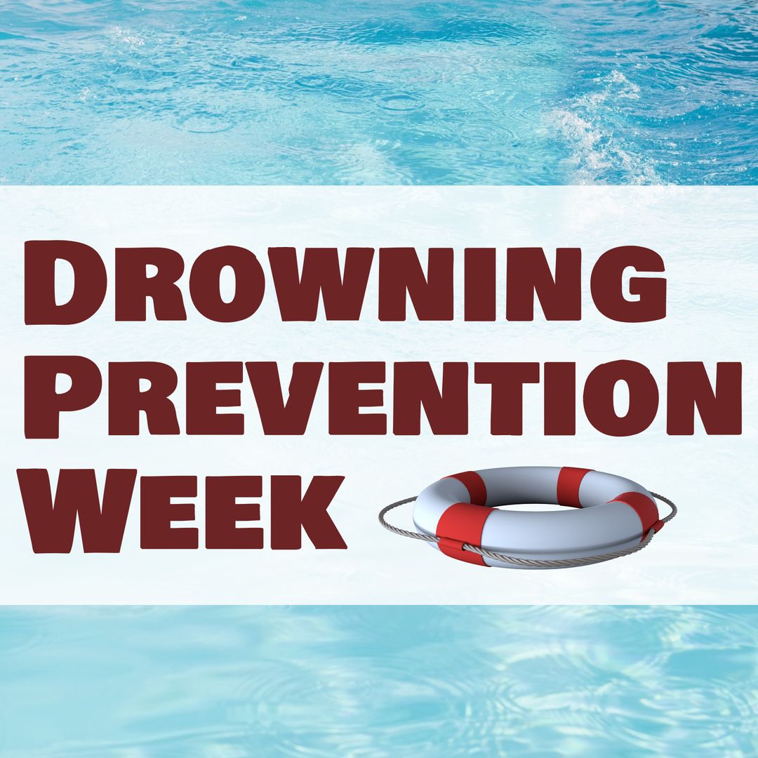 Drowning Prevention Awareness Message Over Water
