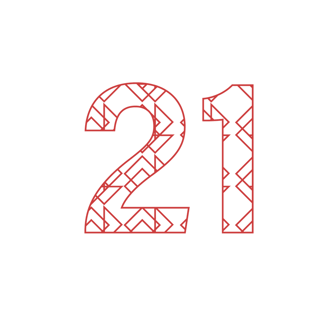 Red Number 21 with Geometric Pattern on Transparent Background - Download Free Stock Images Pikwizard.com