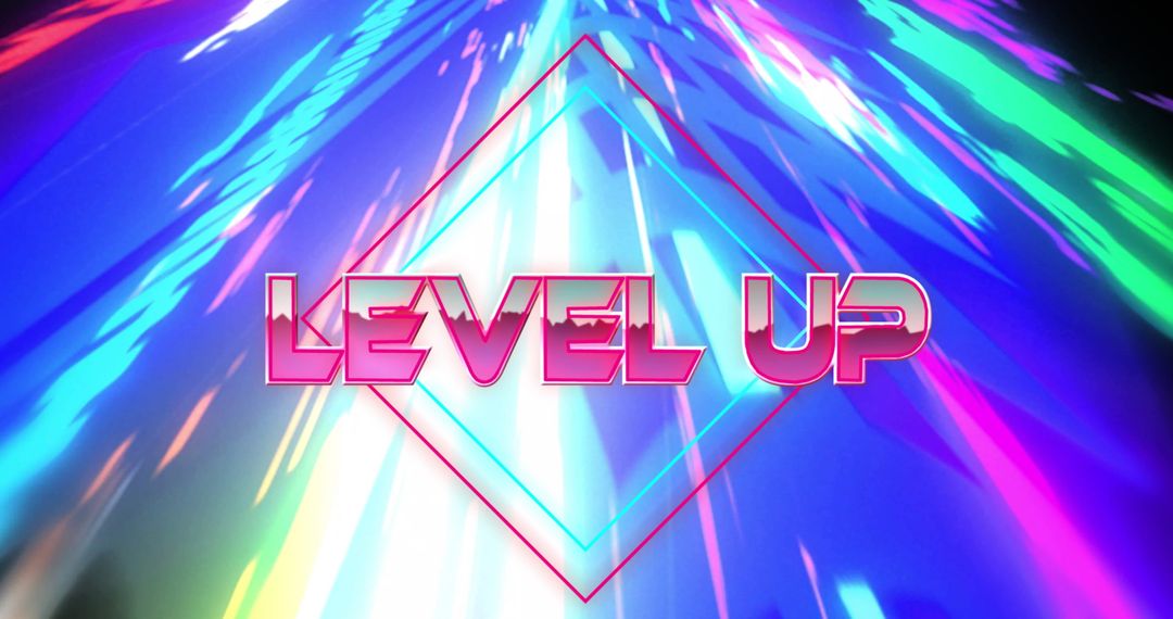 Level Up Concept with Vibrant Colorful Lights