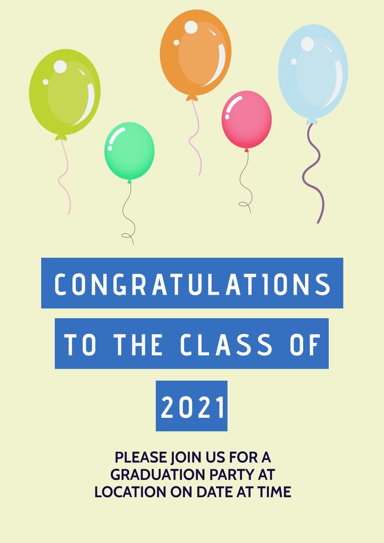 Graduation Party Invitation with Colorful Balloons