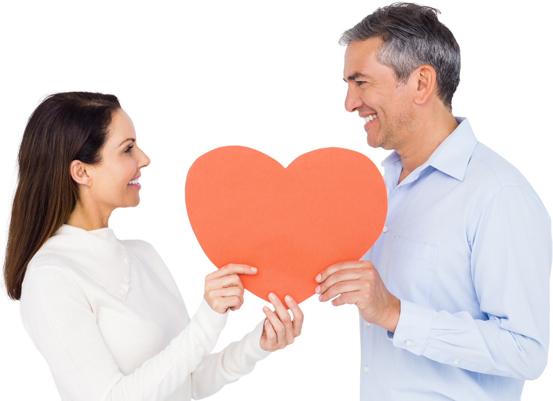 Happy Couple Holding Large Red Heart with Smiling Faces on Transparent Background - Download Free Stock Images Pikwizard.com