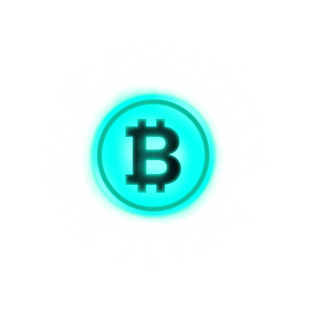 Transparent Bitcoin Crypto Symbol with Luminous Technology Details
