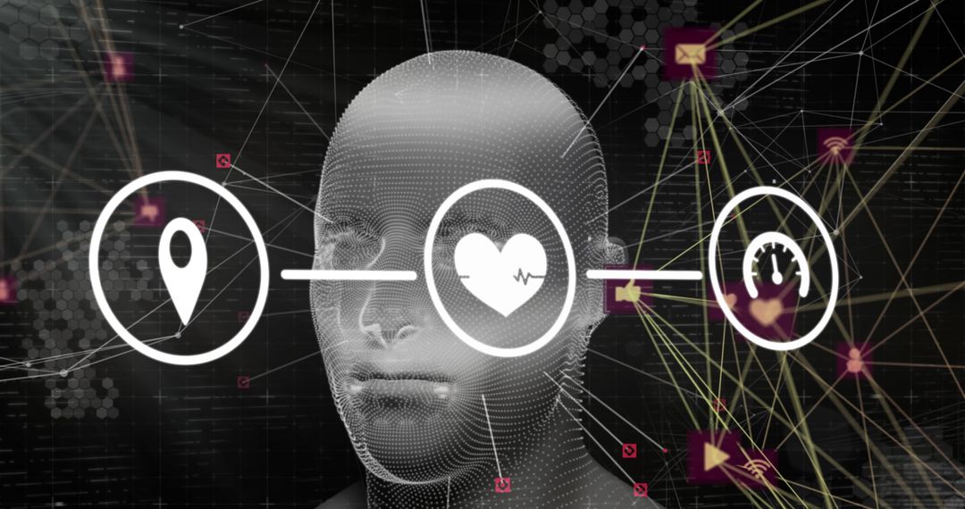 Futuristic Digital Interface with Networking Connections and Technology Icons