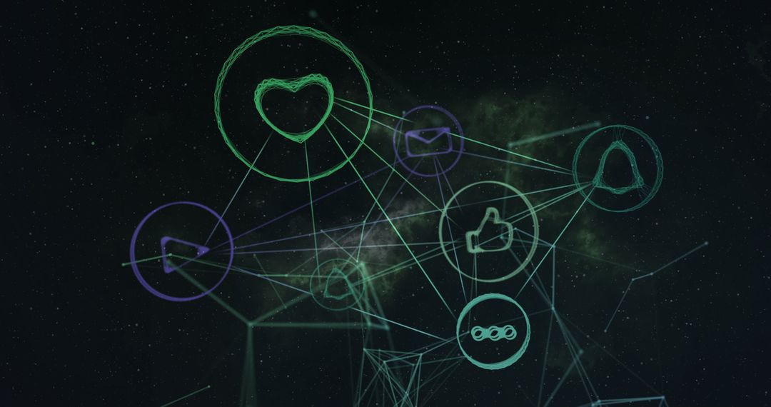Digital Network of Icons Against Futuristic Background