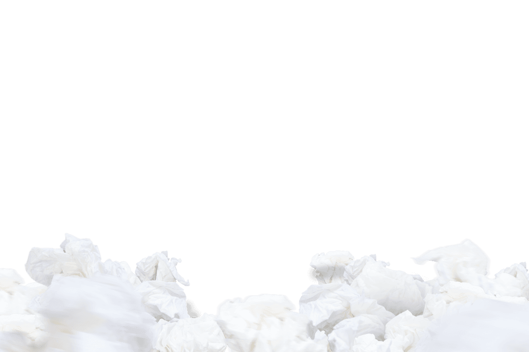 Crumpled White Paper on Transparent Background for Pollution Concepts