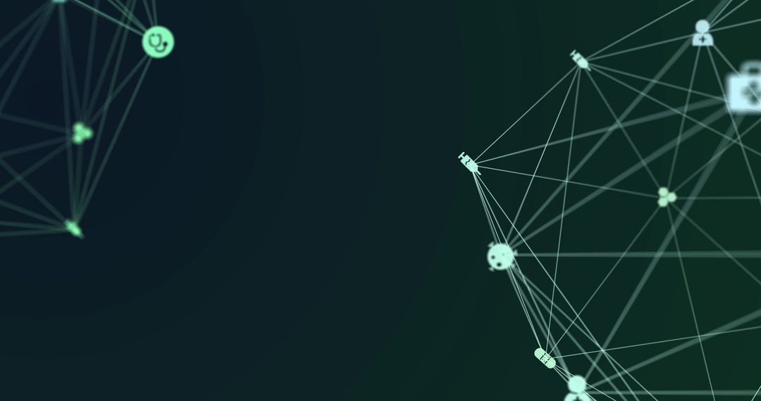 Abstract Digital Network Interface on Green Background