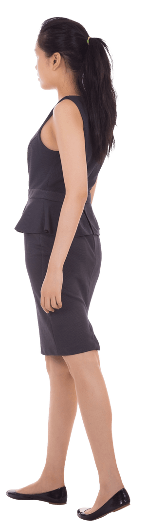 Businesswoman Standing in Profile on Transparent Background