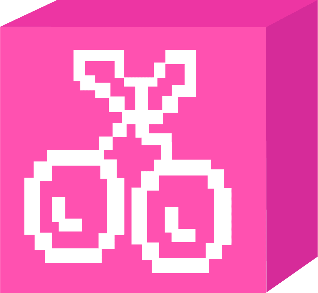 Retro 8-Bit Pixel Art Cherries on Vibrant Pink Cube