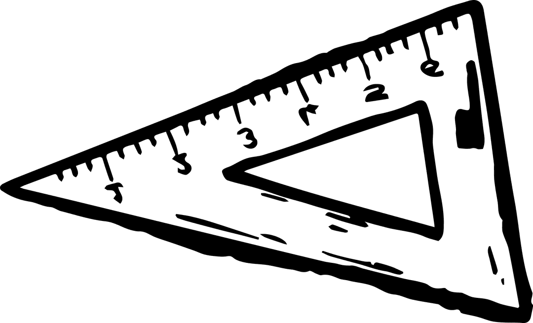 Transparent Right-Angle Ruler with Graduated Markings Line Art