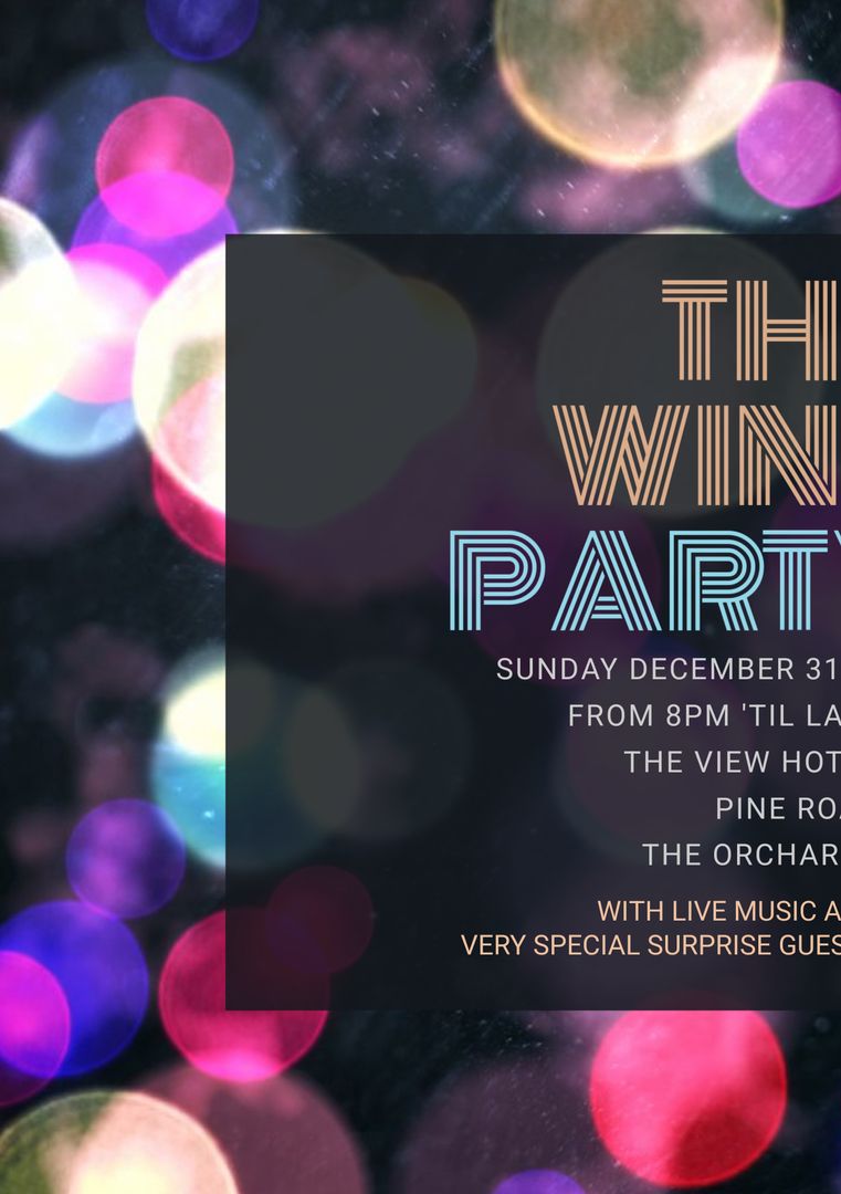 Festive New Year's Eve Party Invitation with Vibrant Bokeh Lights