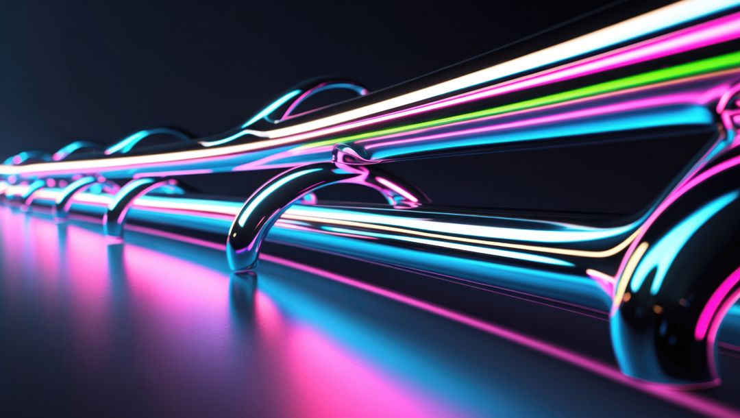 Futuristic Neon Illuminated Chrome Tubes Concept