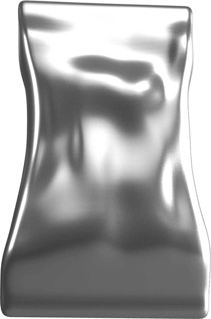 Sleek Silver Form on Transparent Background: Modern Design Element