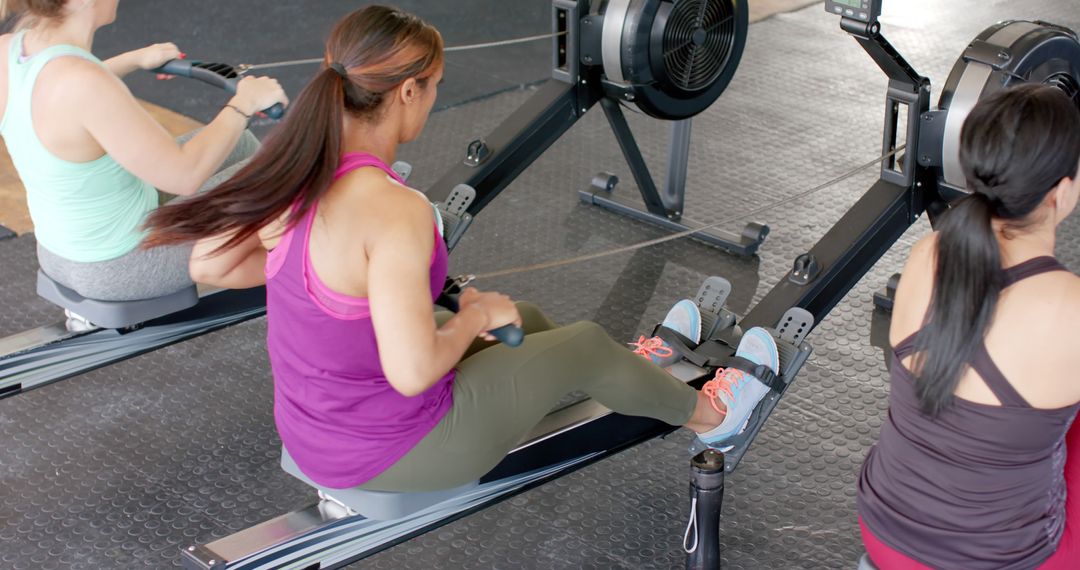 Women Exercising on Rowing Machines in Gym - Free Images, Stock Photos and Pictures on Pikwizard.com