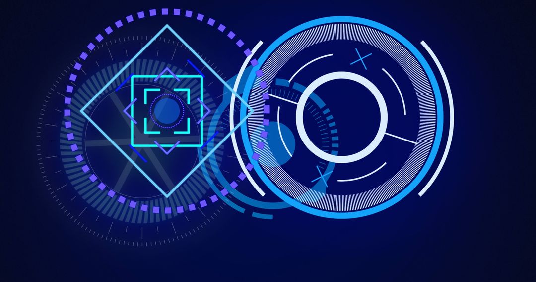 Futuristic Digital Scanning and Data Interface on Blue Background