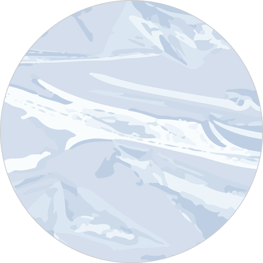 Abstract Floating Orb with Blue Marble Swirls on Transparent Background