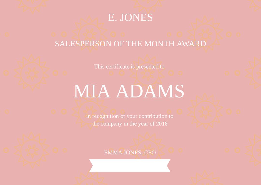 Elegant Floral Certificate Template for Recognition Awards with Pink Background - Download Free Stock Templates Pikwizard.com