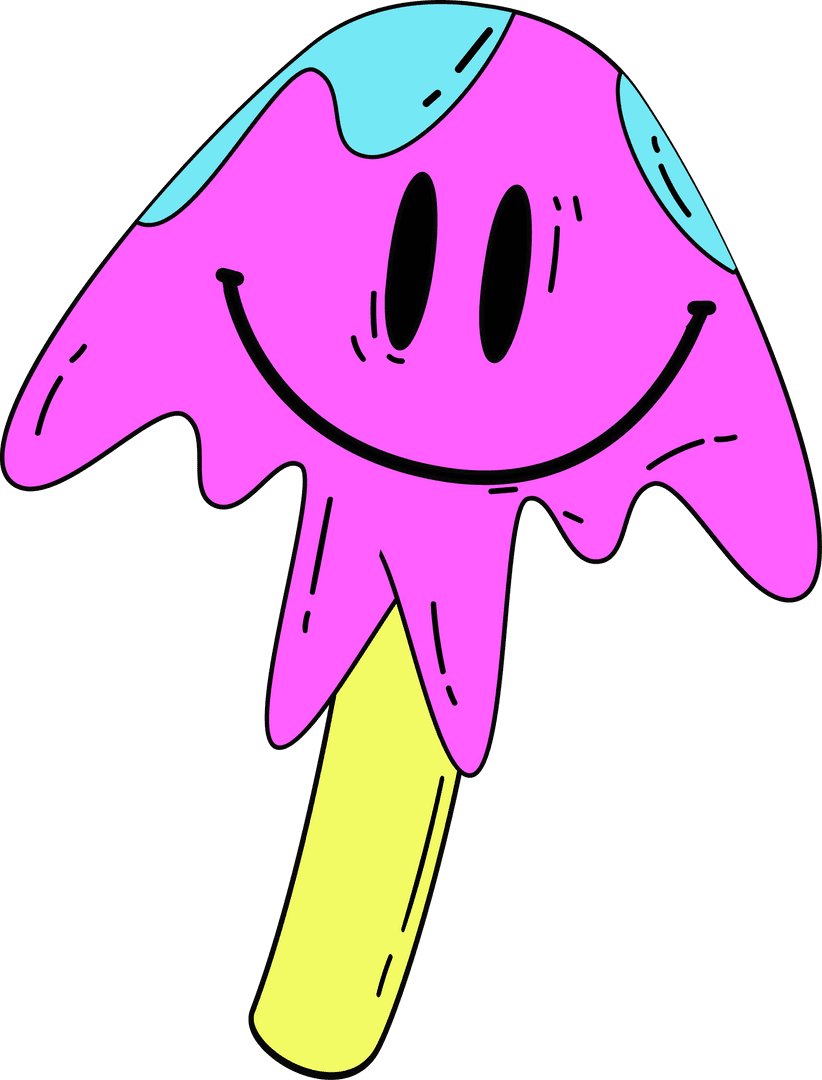 Playful Melting Popsicle with Smiley Face on Transparent Background