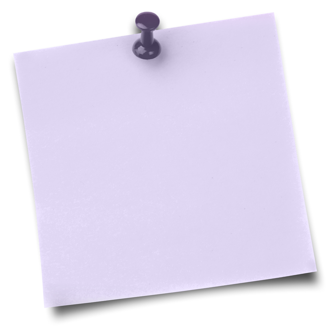 Purple transparent note with thumbtack on clean white background - Download Free Stock Images Pikwizard.com