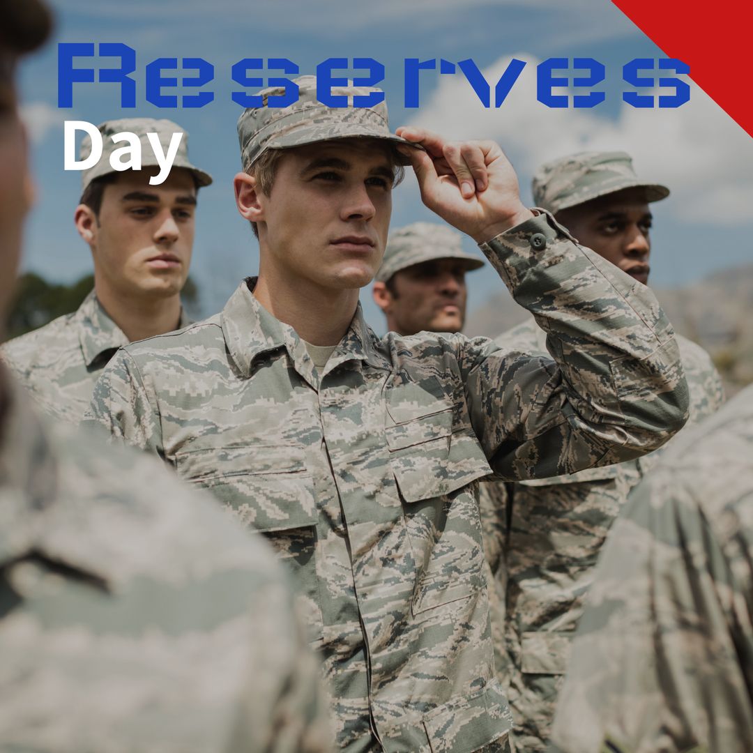 Confident Soldiers Saluting on Reserves Day - Download Free Stock Templates Pikwizard.com