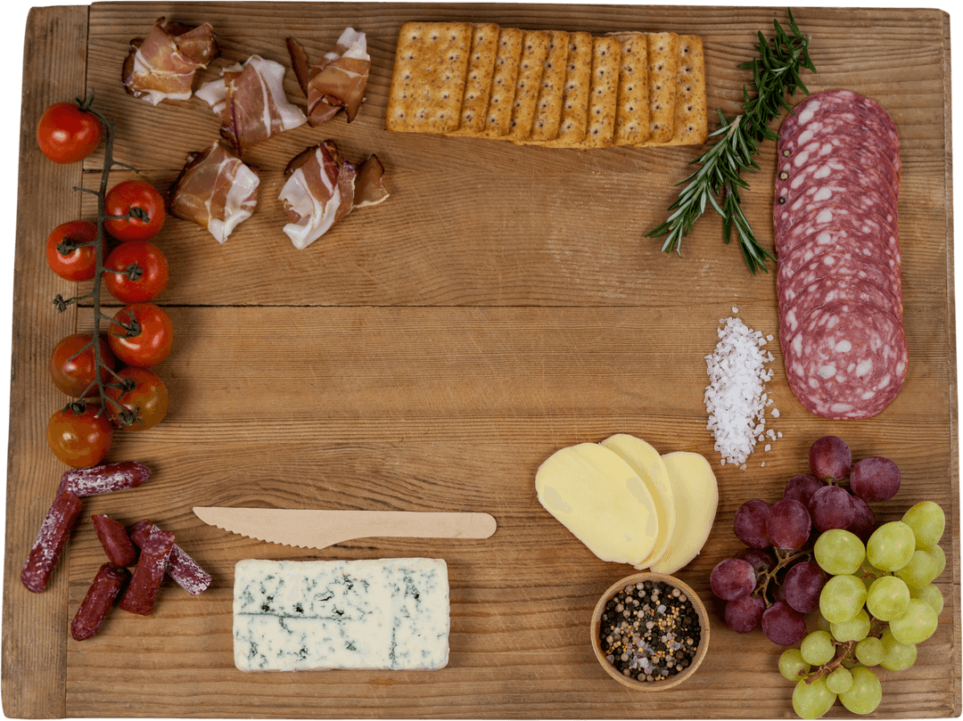 Transparent Charcuterie Board with Assortment of Delicacies