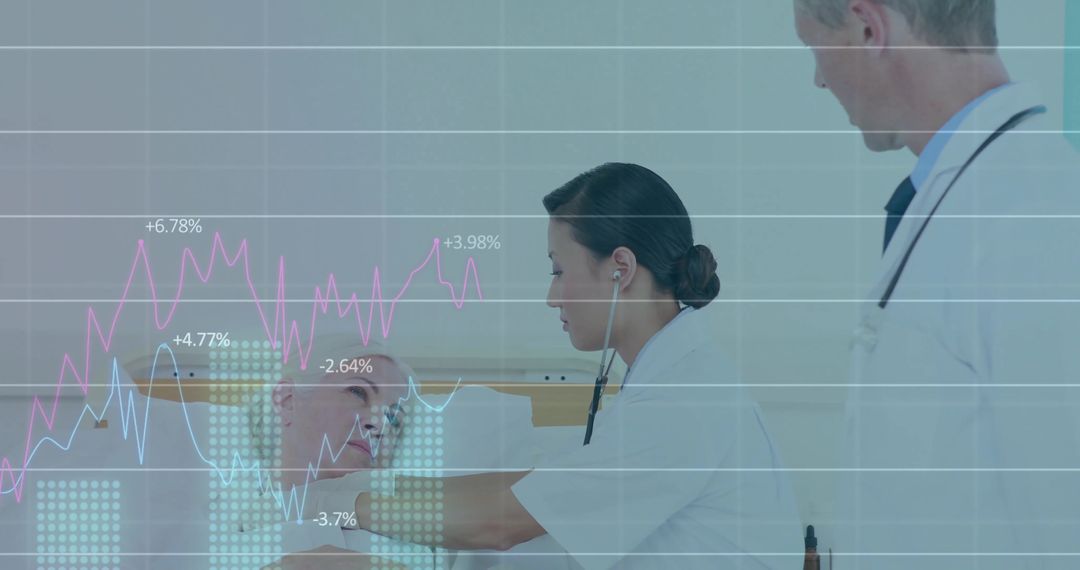 Doctor Performing Check-Up with Digital Data Overlay