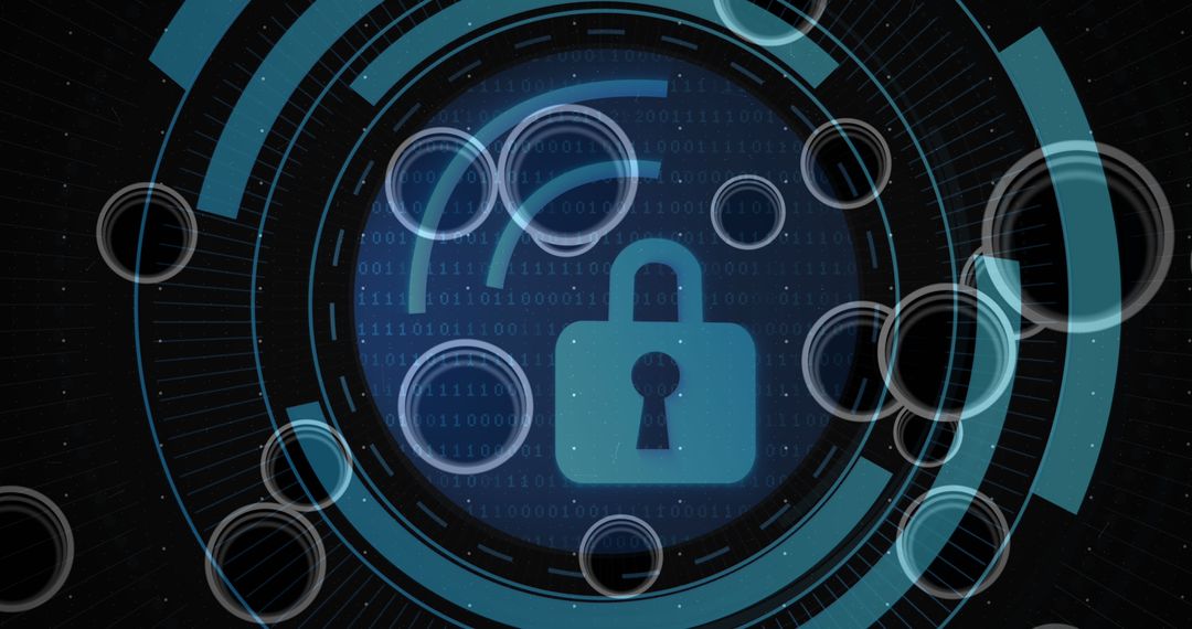 Digital Security Concept with Padlock and Network Connections