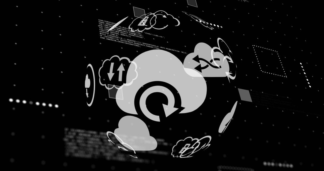 Digital Globe with Cloud Icons and Data Streams Technology Concept