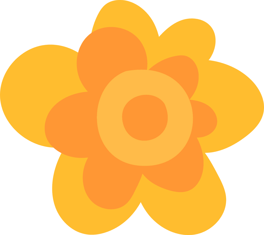 Vibrant Yellow and Orange Stylized Flower on Transparent Background