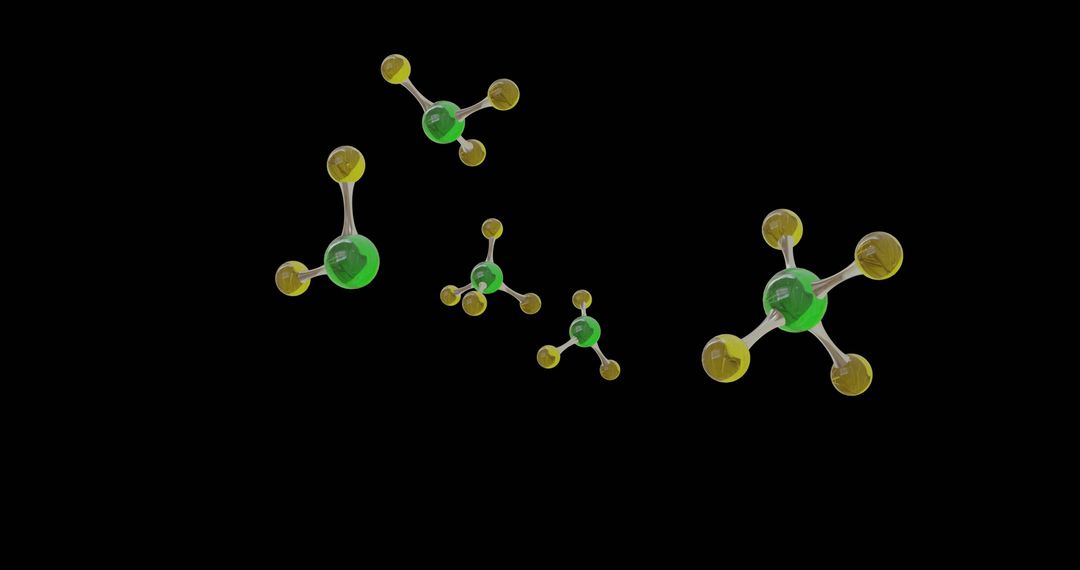 3D Representation of Molecular Structures on Black Background