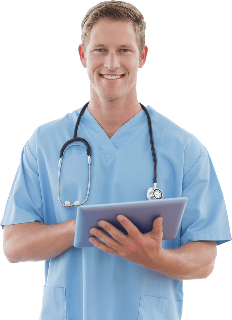 Transparent Background Doctor Smiling Holding Clipboard