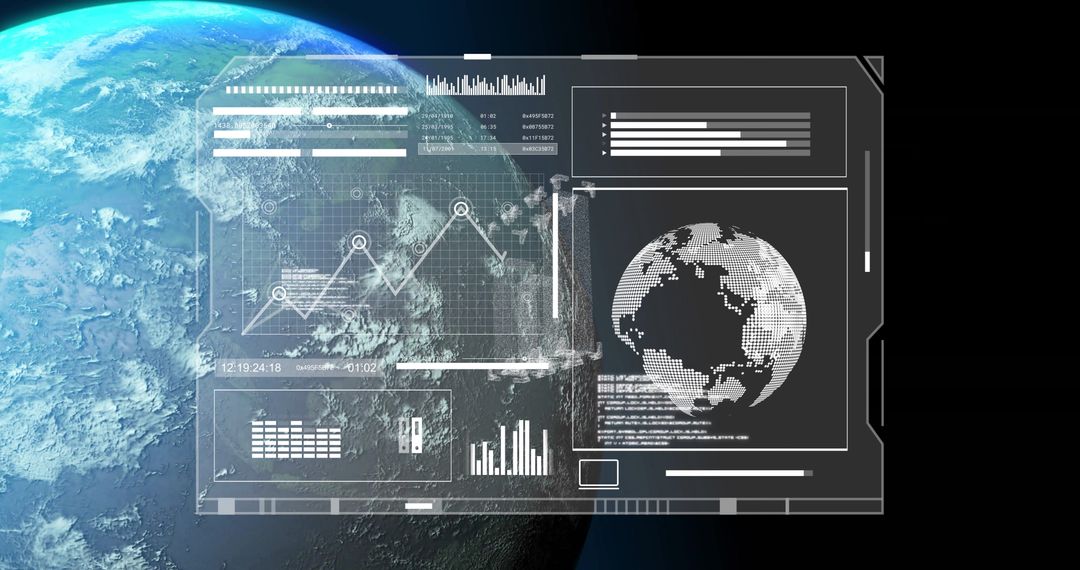 Futuristic HUD Display Interface Over Earth with Analytics