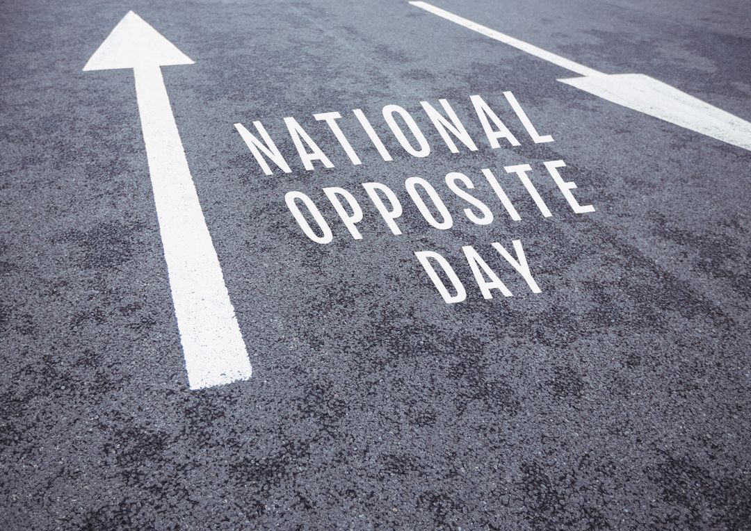 Composition of national opposite day text with arrows on grey background - Free Images, Stock Photos and Pictures on Pikwizard.com
