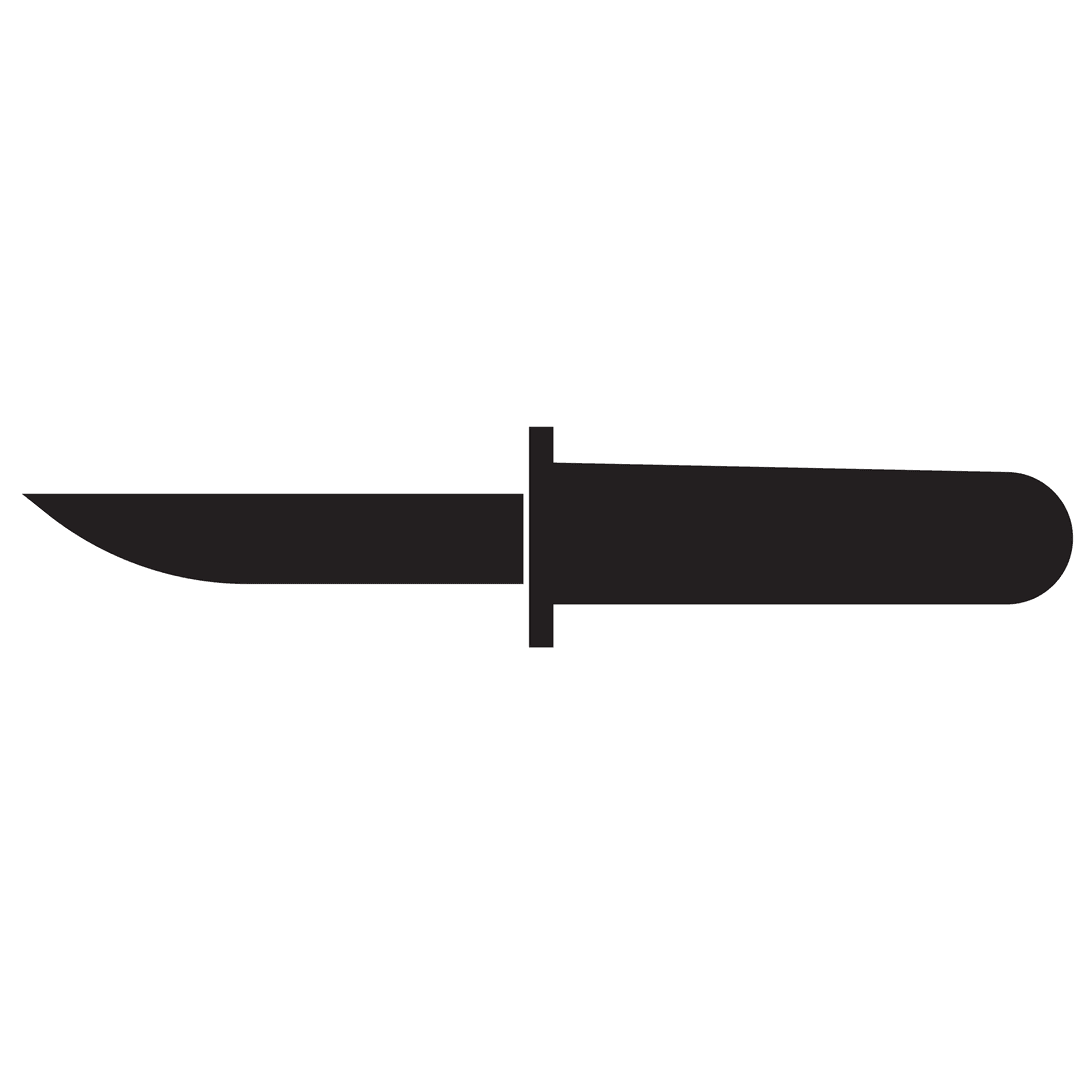 Minimalist Knife Silhouette on Transparent Background