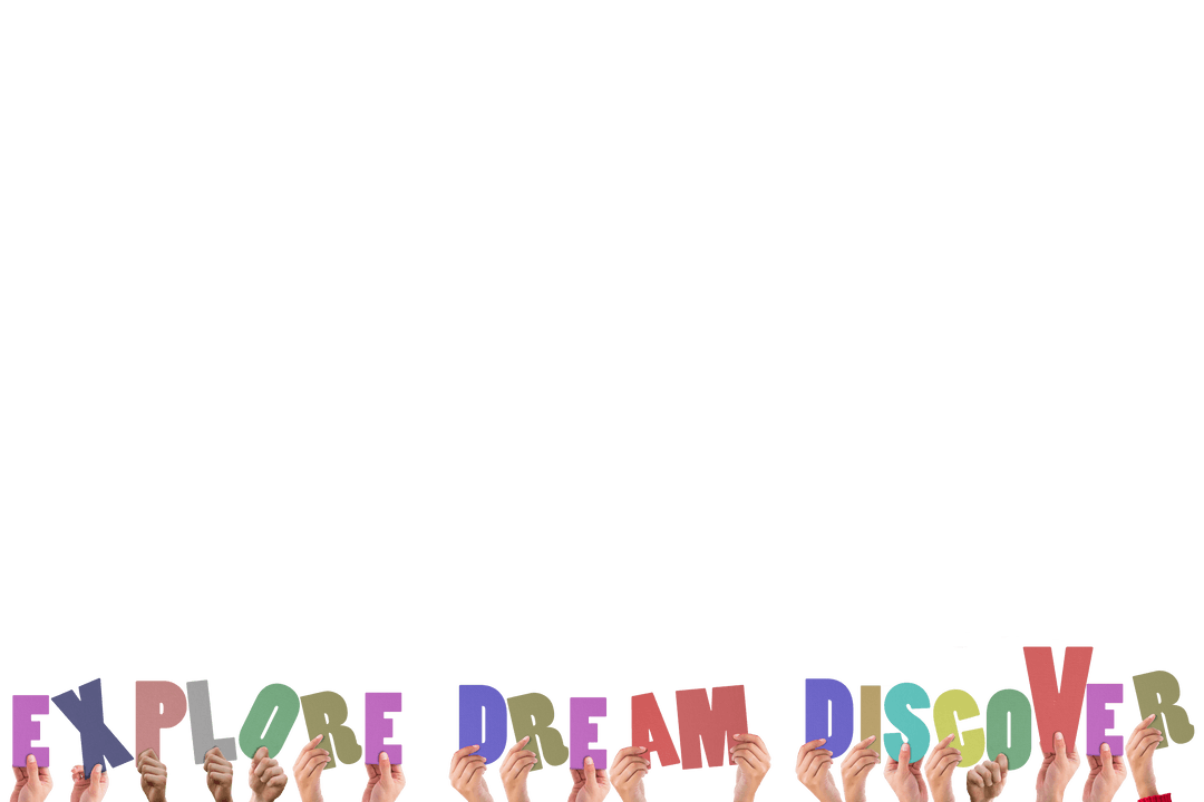 Hands Holding Transparent Words Explore Dream Discover