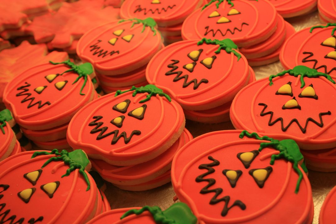Halloween Pumpkin Cookies with Icing Designs - Free Images, Stock Photos and Pictures on Pikwizard.com