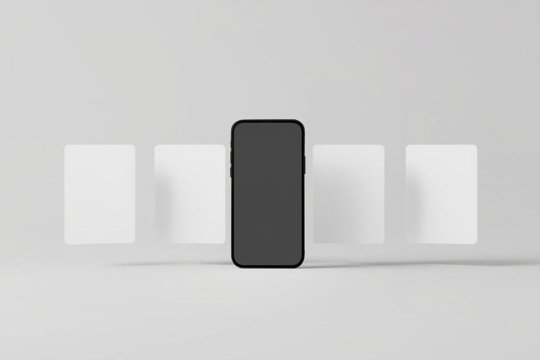 Black Smartphone with Floating Cards Highlighting Modern Technology