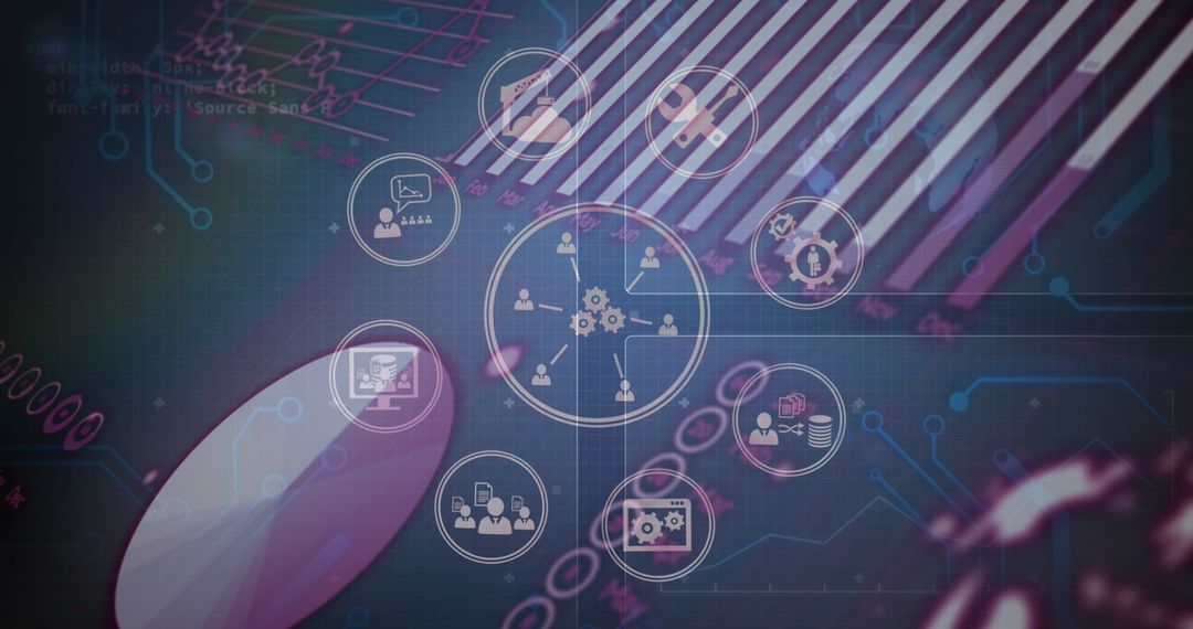 Technology Network Interface with Circuit Board Background