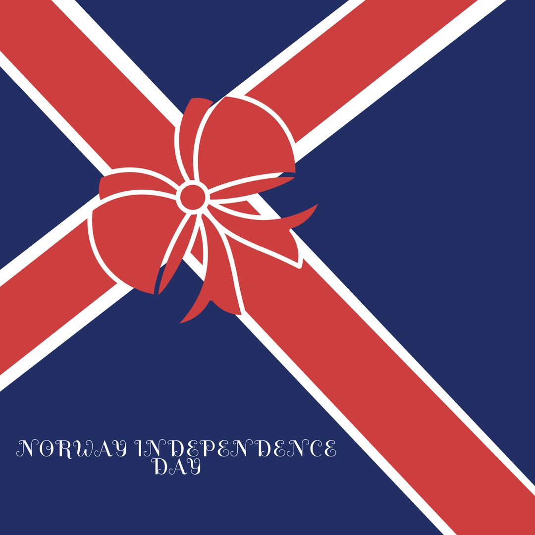 Norway Independence Day Gift Box Illustration with Red Ribbon