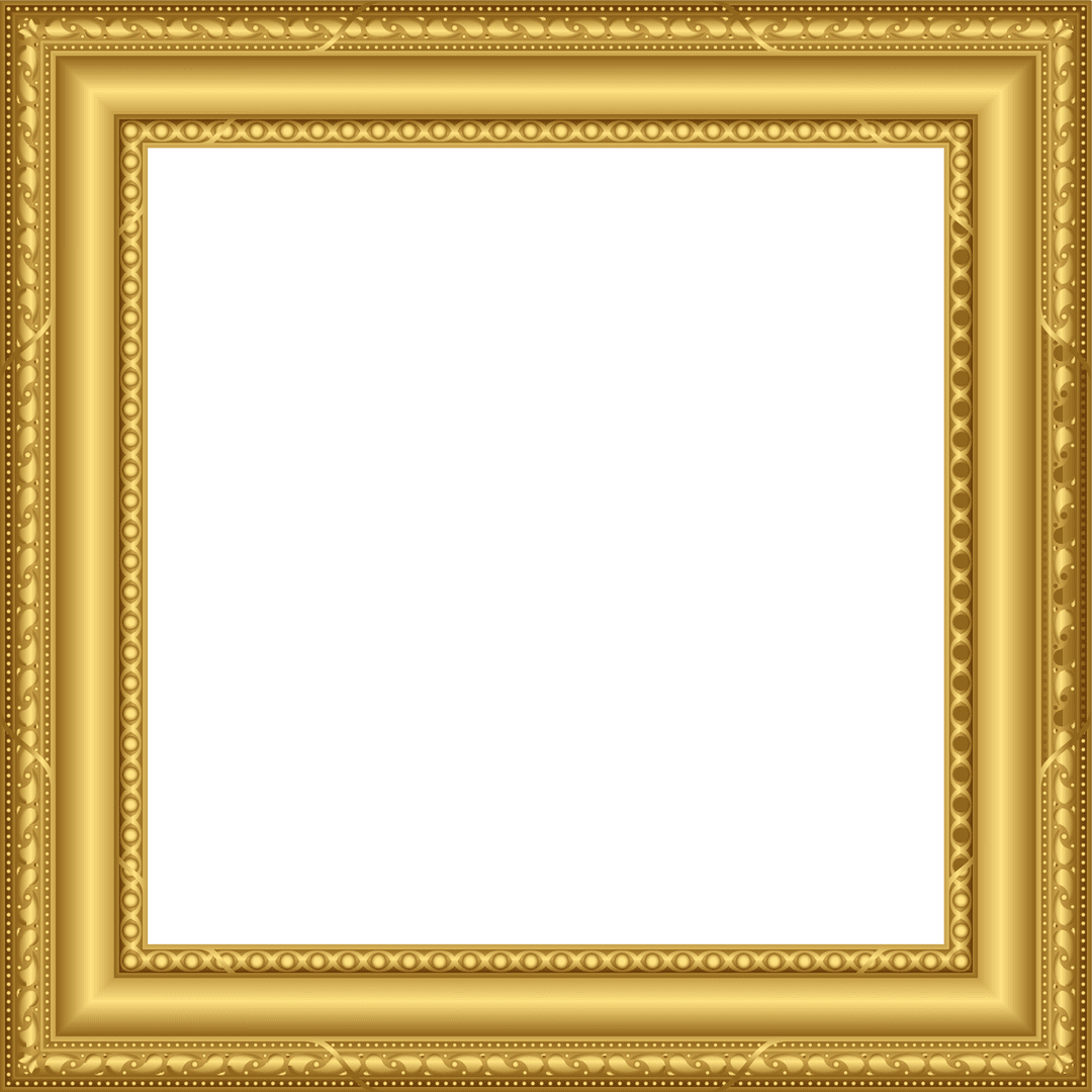 Vintage Golden Frame with Teal Insert on Transparent Background