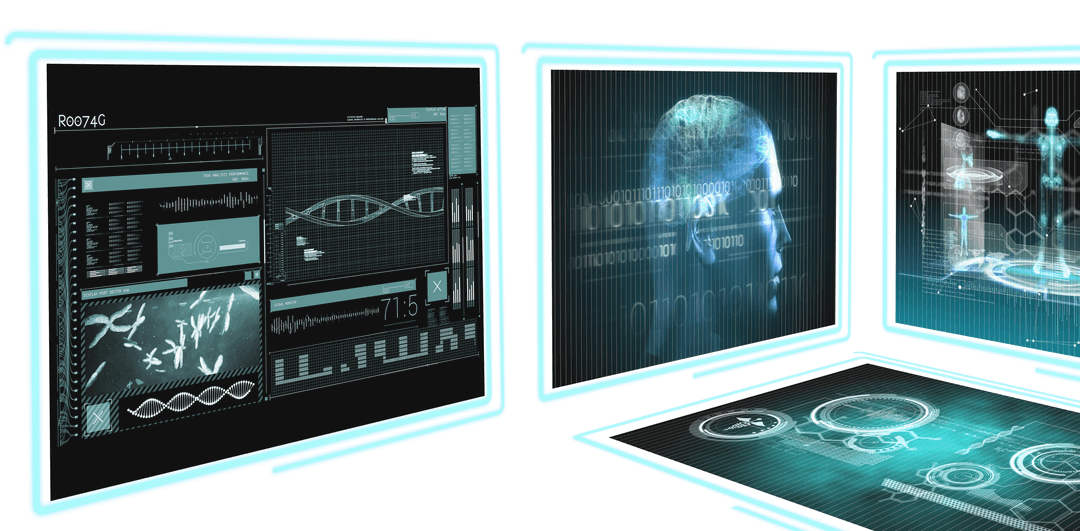 Futuristic Digital Interface on Transparent Background