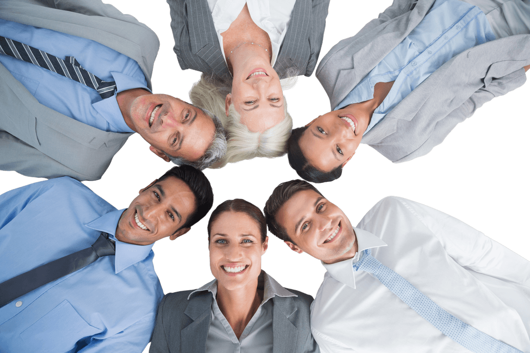 Transparent Team Building Circle of Diverse Young Professionals