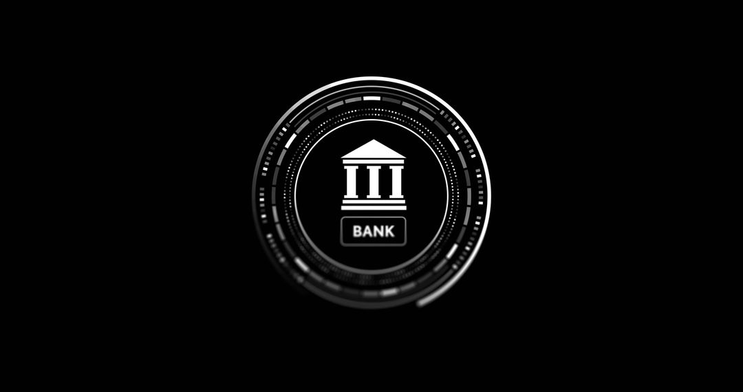 Digital Bank Security Icon on Black Background