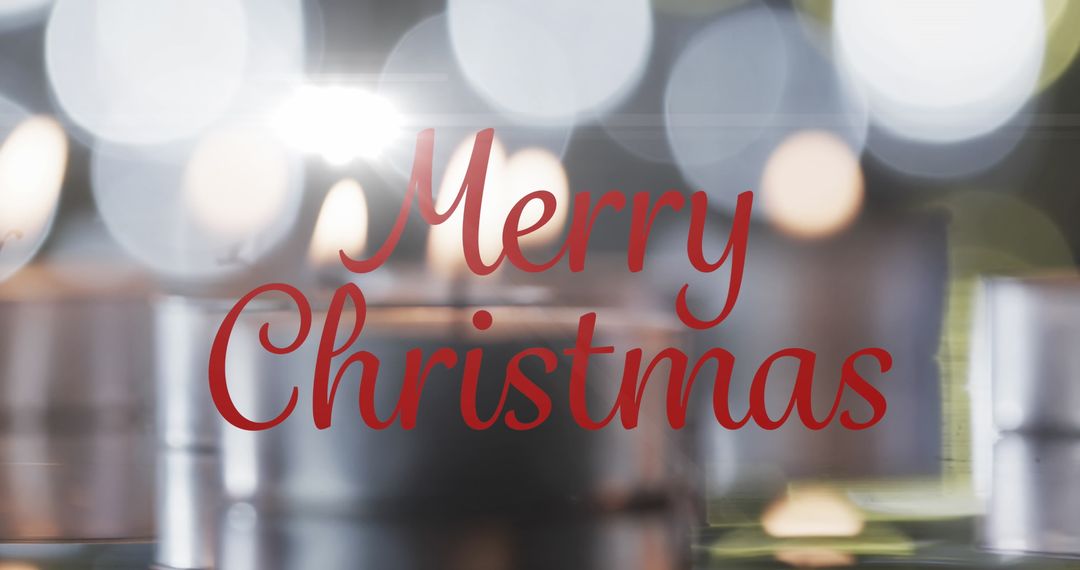 Merry Christmas Text Over Softly Lit Candle Background